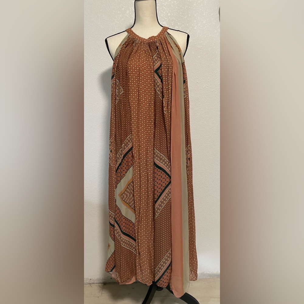 Anthropologie Nikita Mhaisalkar Abstract Halter Maxi Dress SP